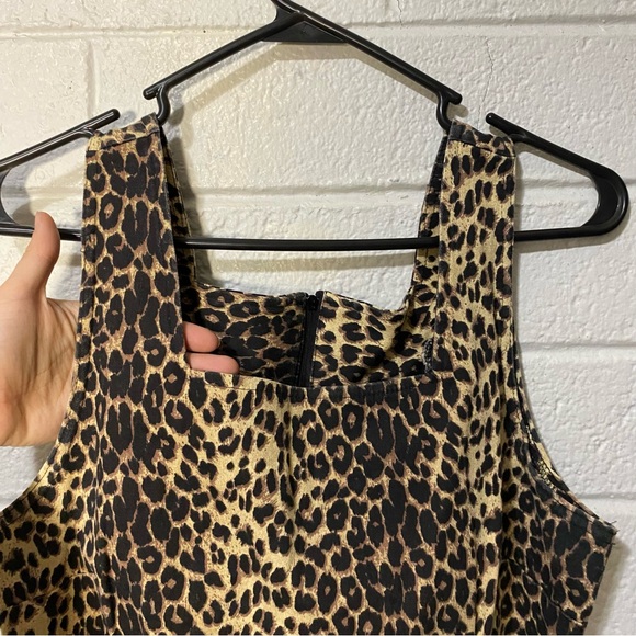 VINTAGE BLUE New Condition Square Neck Cheetah Dress Women’s Mini Midi Stretch - Picture 4 of 8